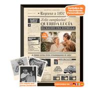 Periódico de cumpleaños 1957 - póster personalizado año nacimiento con foto, nombre y mensaje - regalo original para hombre o mujer 69 años - estilo vintage con marco opcional - recuerdo inolvidable