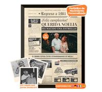 Periódico de cumpleaños 1961 - póster personalizado año nacimiento con foto, nombre y mensaje - regalo original para hombre o mujer 65 años - estilo vintage con marco opcional - recuerdo inolvidable