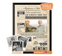 Periódico de cumpleaños 1964 - póster personalizado año nacimiento con foto, nombre y mensaje - regalo original para hombre o mujer 61 años - estilo vintage con marco opcional - recuerdo inolvidable