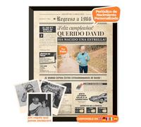 Periódico de cumpleaños 1966 - póster personalizado año nacimiento con foto, nombre y mensaje - regalo original para hombre o mujer 59 años - estilo vintage con marco opcional - recuerdo inolvidable