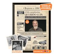 Periódico de cumpleaños 1968 - póster personalizado año nacimiento con foto, nombre y mensaje - regalo original para hombre o mujer 57 años - estilo vintage con marco opcional - recuerdo inolvidable