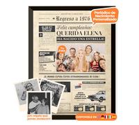 Periódico de cumpleaños 1976 - póster personalizado año nacimiento con foto, nombre y mensaje - regalo original para hombre o mujer 49 años - estilo vintage con marco opcional - recuerdo inolvidable