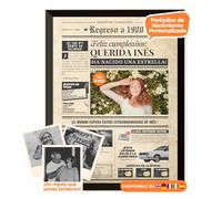 Periódico de cumpleaños 1980 - póster personalizado año nacimiento con foto, nombre y mensaje - regalo original para hombre o mujer 45 años - estilo vintage con marco opcional - recuerdo inolvidable