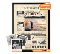 Periódico de cumpleaños 1983 - póster personalizado año nacimiento con foto, nombre y mensaje - regalo original para hombre o mujer 42 años - estilo vintage con marco opcional - recuerdo inolvidable