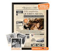 Periódico de cumpleaños 1987 - póster personalizado año nacimiento con foto, nombre y mensaje - regalo original para hombre o mujer 38 años - estilo vintage con marco opcional - recuerdo inolvidable