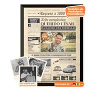 Periódico de cumpleaños 2000 - póster personalizado año nacimiento con foto, nombre y mensaje - regalo original para hombre o mujer 25 años - estilo vintage con marco opcional - recuerdo inolvidable