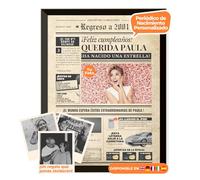 Periódico de cumpleaños 2001 - póster personalizado año nacimiento con foto, nombre y mensaje - regalo original para hombre o mujer 24 años - estilo vintage con marco opcional - recuerdo inolvidable