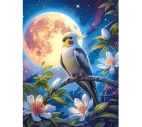 Periquito Bajo la Luna Rompecabezas 300 Piezas Cartón Grueso para Coleccionistas Mascota de Vida Silvestre Mejora Memoria Desarrollo Cognitivo Diversión Familia Regalo Reyes Magos 300 PCS