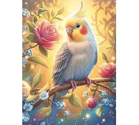 Periquito con Flores Rompecabezas 300 Piezas Cartón para Adultos Y Adolescentes Mascota de Vida Silvestre Hobby Colección Toda La Familia Decoración Única Hogar 300 PCS