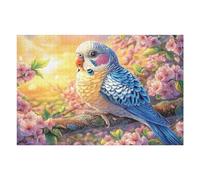 Periquito en una Rama en Flor Puzzles 1000 Piezas Obra De Arte 3D Familiar Rompecabezas para Adultos Aliviar Estrés Decoración Hogar Moderno DIY 1000 PCS