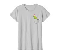 Periquito navideño con Gorro de Papá Noel Periquito navideño Camiseta, Mujer, Plata, XL