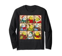 Periquitos de Navidad Vintage Holiday Parakeets Amante de Las Aves Manga Larga