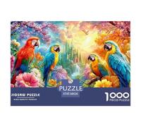 Periquitos se reúnen Junto a un Castillo de Cuento de Hadas Puzzle De 1000 Piezas el Loro Juego De Puzzle Familiar para Todas Las Edades 38x26cm/1000pcs