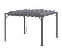 Peristilo Outsunny 3x3 m Jardín Gazebo con de Aluminio Diseño Superior de Lamas Rotación 135° y Pabellón Anti-UV para Patio