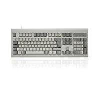 Perixx PERIBOARD-106M, Teclado USB Eficiente Full Size, Teclas Ergonómicas Curvadas, Estilo Retro Clásico, Color Gris y Blanco, QWERTY Español