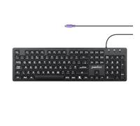 perixx PERIBOARD-117P Teclado PS/2 de tamaño Completo, impresión Grande Brillante, Duradero, Compatible con Windows, Negro clásico, QWERTY del Reino Unido