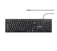 Perixx PERIBOARD-117P Teclado PS2 Full Size con Cable - Teclado Numérico - Letras Grandes - Negro - Inglés EEUU