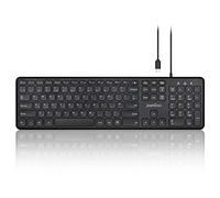 perixx PERIBOARD-210 - Teclado USB-C de tamaño completo, diseño ultrafino, teclas chiclet silenciosas, diseño QWERTY del Reino Unido, color negro