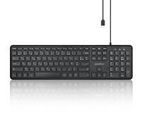 Perixx PERIBOARD-210C - Teclado con Cable USB C de tamaño Completo con Teclas, Tijeras silenciosas - Compatible con tabletas, Ordenadores y Ordenadores portátiles - Negro - Francés AZERTY