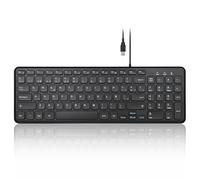 Perixx PERIBOARD-213B Teclado de Tijera USB silencioso con Cable - Diseño Compacto con Teclado numérico - Negro - Qwert Español con Ñ