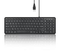 Perixx PERIBOARD-213B - Teclado USB compacto con cable con teclado numérico - Teclas silenciosas de bajo perfil - Interruptores de tijera - Teclas multimedia - Diseño italiano - Negro