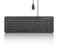 Perixx PERIBOARD-213U, Teclado Compacto silencioso Filiare - Teclado Chiclet con Teclas Tijeras Silenciosas y Teclas Multimedia para Windows - AZERTY francés - Negro