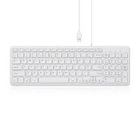 perixx PERIBOARD-213U - Teclado de tijera USB silencioso, diseño compacto con almohadilla de números, UK QWERTY, color blanco