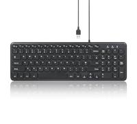 perixx PERIBOARD-213U - Teclado de tijera USB silencioso, diseño compacto con almohadilla de números, UK QWERTY, color negro
