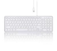 Perixx PERIBOARD-213W Teclado de Tijera USB silencioso con Cable - Diseño Compacto con Teclado numérico - Blanco - QWERTY Español con Ñ
