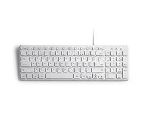 perixx PERIBOARD-213W - Teclado USB con Cable y silencioso, 36,7 x 12,1 x 1,8 cm, diseño Compacto con Teclado numérico - AZERTY francés - Blanco