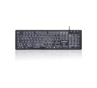 Perixx PERIBOARD-317 Teclado retroiluminado LED blancos USB cableado, tamaño completo, letras grandes, teclado italiano QWERTY