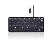 perixx PERIBOARD-332 Mini Teclado retroiluminado con Cable USB - Diseño Delgado - con Teclas Impresas en Grasa y Grande - Iluminación LED Blanco - AZERTY francés