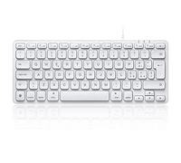 Perixx PERIBOARD-332 Teclado USB con cable retroiluminado - Mini teclado Mac - Teclas de tijera finas con caracteres grandes - LED blancos iluminados - Diseño italiano