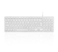 Perixx PERIBOARD-333MW - Teclado retroiluminado Compacto para Mac con Cable - Teclas Tijeras Finas con Letras Grandes - LED Blanco - Diseño AZERTY francés