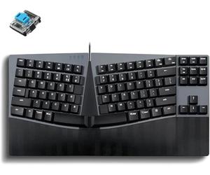 Perixx PERIBOARD-335BL Teclado compacto mecánico ergonómico con cable,Interruptores Clicky azul de bajo perfil,Función programable con teclas macro,Compatible con Windows y Mac OS X,Inglés de EE. UU