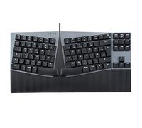 Perixx PERIBOARD-335BR DE Teclado mecánico ergonómico con cable - Conmutadores táctiles marrones de bajo perfil - Función programable - Compatible con Windows y Mac OS X - alemán QWERTZ