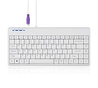 Perixx PERIBOARD-409PW - Mini teclado PS2 con cable, 31,4 x 14,6 x 2 cm, color blanco, diseño en inglés americano, PB-409PWUS-11829