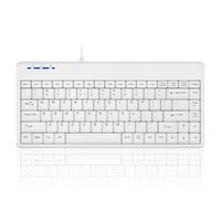 Perixx PERIBOARD-409WU US, Mini teclado USB con cable, blanco, inglés de EE. UU