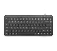 Perixx PERIBOARD-414U - Mini teclado USB con cable, compacto de 12.24 x 5.32 x 0.71 pulgadas, Plug and Play, negro, diseño inglés de EE. UU