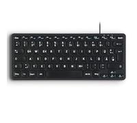 Perixx PERIBOARD-416 DE Teclado silencioso con cable Mini USB con 4 hub, botón de tijera tipo X sin ruido de clic, teclas de impresión grande, cable USB C/A desmontable, QWERTZ alemán