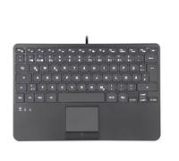 Perixx PERIBOARD-425 Teclado Mini USB con Panel táctil, Teclas de Tijera Tipo X, Retroiluminación Blanca, 2 Hub USB, Compacto, Disposición QWERTY