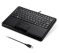 Perixx PERIBOARD-510H Plus, Teclado con Cable Super Mini USB Touchpad Teclas de Tijera Tipo X con 2 concentradores Integrados, diseño británico