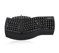 Perixx PERIBOARD-512 Teclado ergonómico con cable natural dividido con 7 teclas multimedia, negro, diseño del Reino Unido