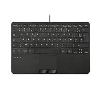 Perixx PERIBOARD-525 FR, teclado mini USB con cable con teclado táctil - Teclas de tijera X Tipo - 28,4 x 18,2 x 2,8 cm - 2 concentradores USB integrados - Disposición AZERTY Francesa