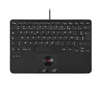 Perixx PERIBOARD-526 FR, teclado Mini USB con cable con Trackball - Teclas de tijera X Tipo - 28,4 x 18,2 x 2,8 cm - 2 concentradores USB integrados - Disposición AZERTY Francesa