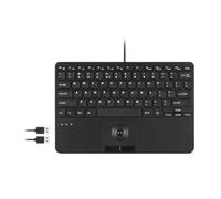 Perixx PERIBOARD-526 US, Teclado Mini USB con Cable con Bola de Seguimiento - Teclas de Tijera Tipo X - 11.18 x 7.17 x 1.1 Pulgadas - 2 concentradores USB Integrados - Inglés de EE. UU