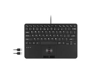 Perixx PERIBOARD-526 US, Teclado Mini USB con Cable con Bola de Seguimiento - Teclas de Tijera Tipo X - 11.18 x 7.17 x 1.1 Pulgadas - 2 concentradores USB Integrados - Inglés de EE. UU