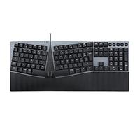Perixx PERIBOARD-535BL Teclado mecánico con Cable y ergonómico - Full-Size - Teclas Clicky Azules de Perfil bajo - Macro programables - Compatible con Windows y Mac OS X - Diseño AZERTY francés