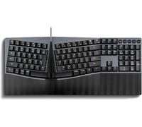Perixx PERIBOARD-535BL - Teclado mecánico ergonómico con cable de tamaño completo, interruptores azules de bajo perfil, función programable con teclas macro, compatible con Windows y Mac OS X, inglés