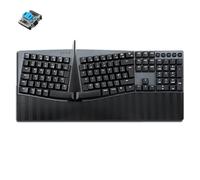 Perixx PERIBOARD-535BL Teclado mecánico ergonómico con cable de tamaño completo, interruptores de clic azules de perfil bajo, compatible con Windows y Mac OS X, inglés del Reino Unido